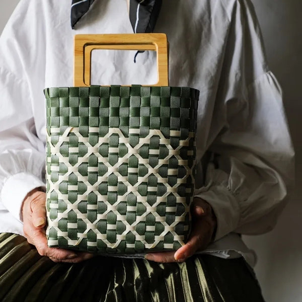 Argyle Pattern Woven Picotin Bag