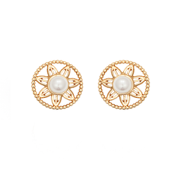 Astrolabe Retro Style Imitation Pearl Stud Earrings