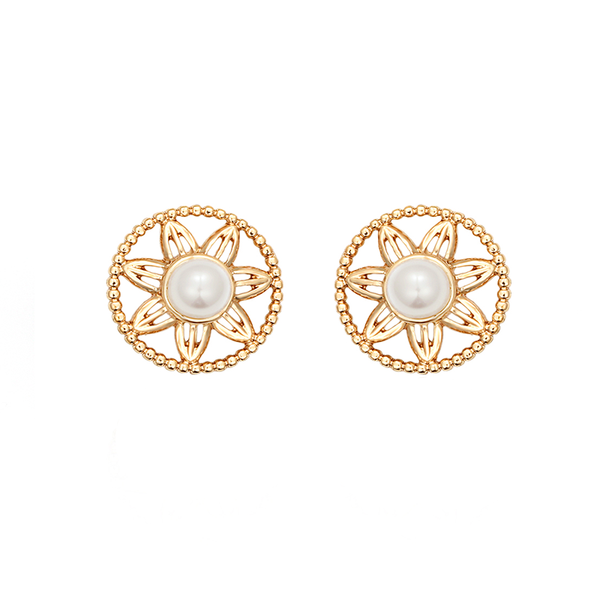 Astrolabe Retro Style Imitation Pearl Stud Earrings