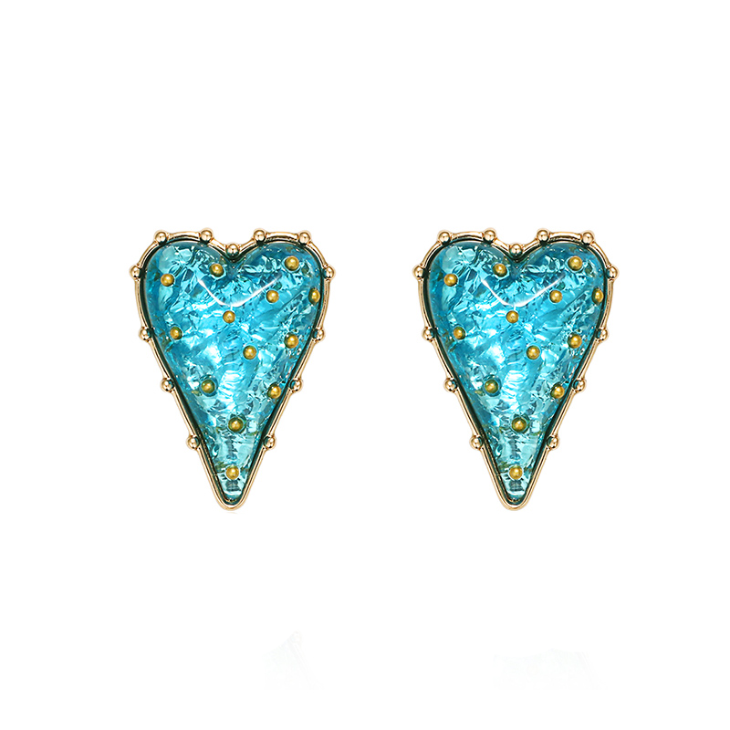 Blue Love Enamel Stud Earrings