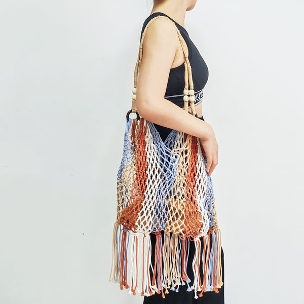 Cotton Rope Woven Tassel Tote Net Bags