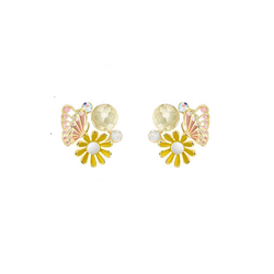 Daisy Flower Butterfly Zircon Stud Earrings