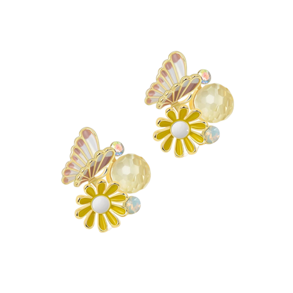 Daisy Flower Butterfly Zircon Stud Earrings