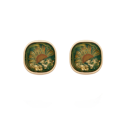 French Retro Oil Painting Sunflower Stud Earrings