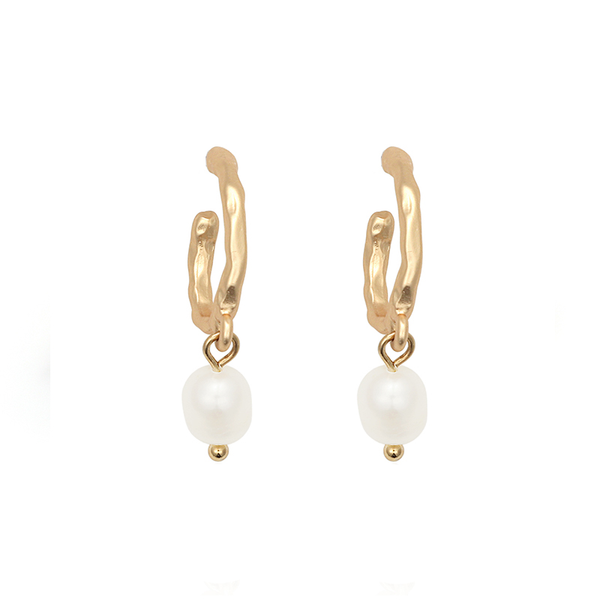 Golden Special-Shaped Freshwater Pearl Earrings