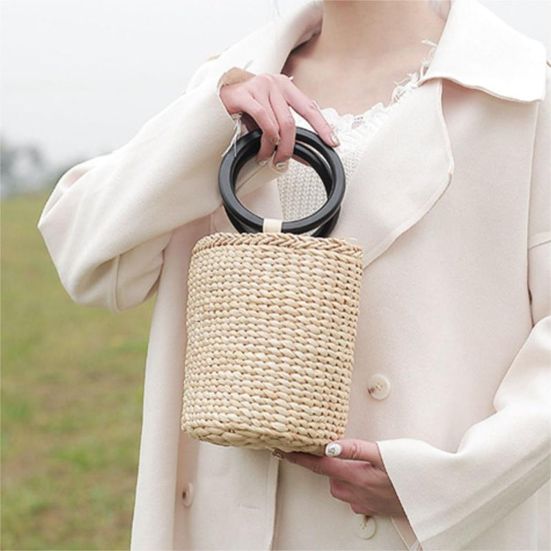 Handmade Straw Bucket Bag