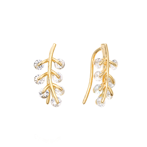 Leaf Zircon Stud Earrings