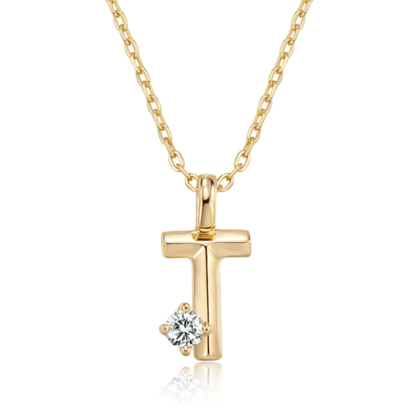 Moissanite Letter Pendant Necklace