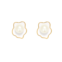 Freshwater Pearl Enamel Stud Earrings