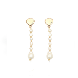 Freshwater Pearl Irregular Long Stud Earrings