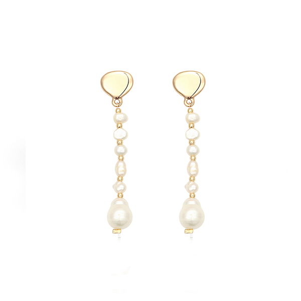 Freshwater Pearl Irregular Long Stud Earrings