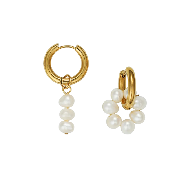 Freshwater Pearl Vintage Asymmetric Stud Earrings