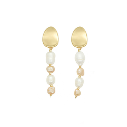 Freshwater Pearl Tassel Stud Earrings