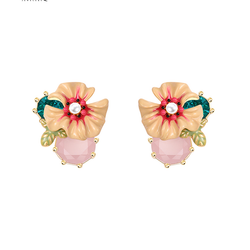 Orange Zircon Flower Stud Earrings