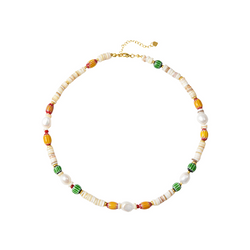 Philippine Shell, Natural Pearl Colorful Handmade Beaded Necklace