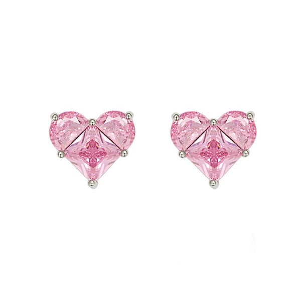 Pink Love Zircon Stud Earrings