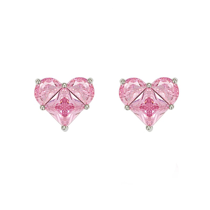 Pink Love Zircon Stud Earrings