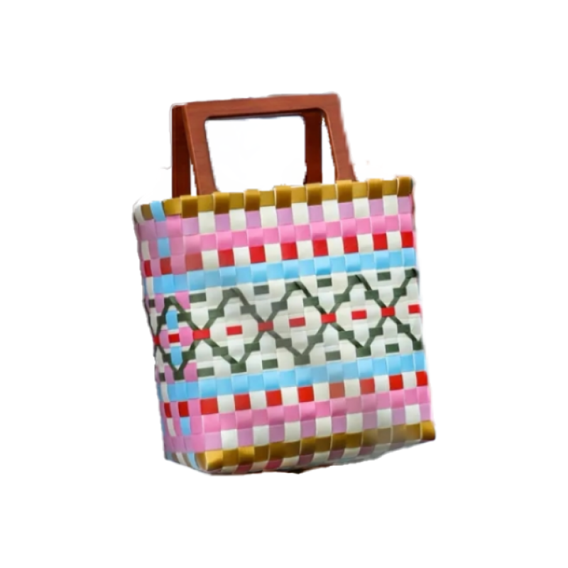 Pink Vintage Style Woven Picotin Bag