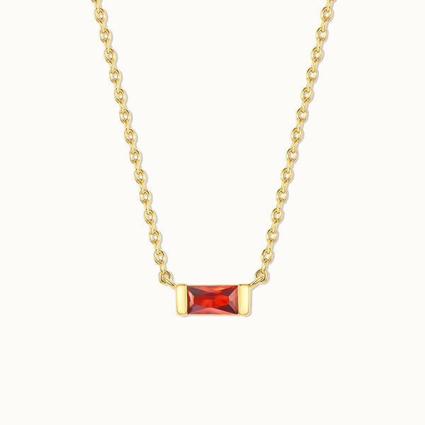 Red/White Rectangular Zircon Necklace