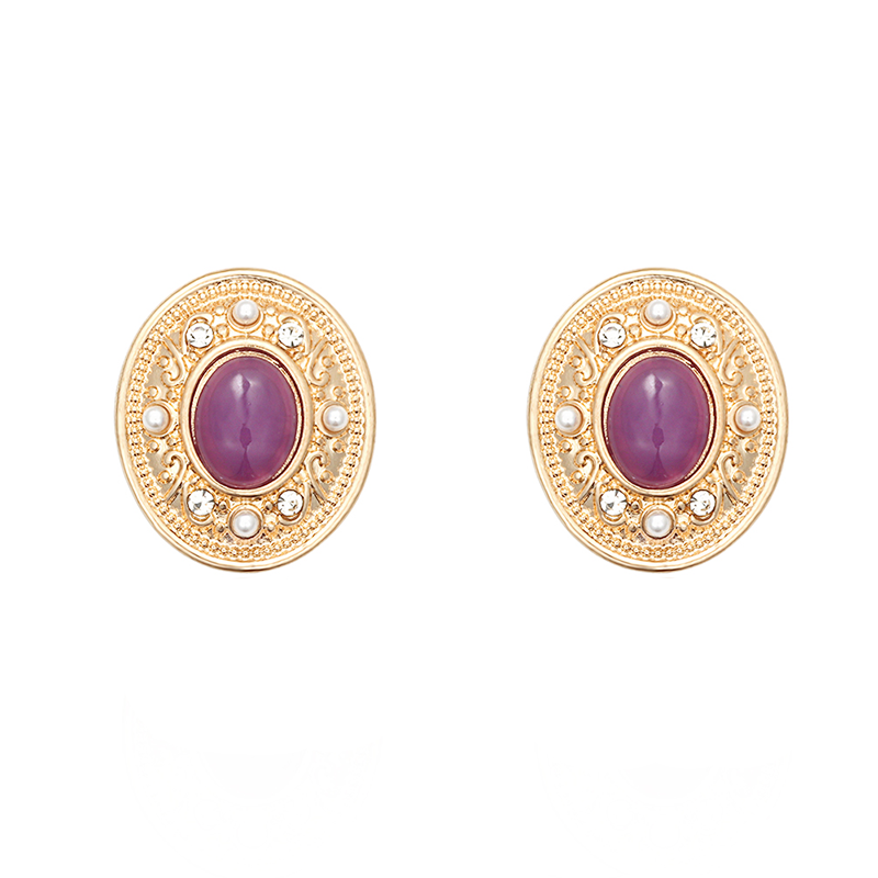 Retro Purple Stud Earrings