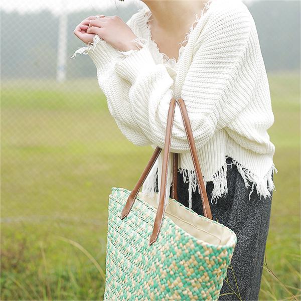 Santoril Style Handmade Straw Bag