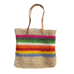 Straw Rainbow Tote Bags Women's