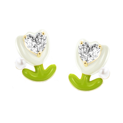 Tulip Flower Zircon Stud Earrings