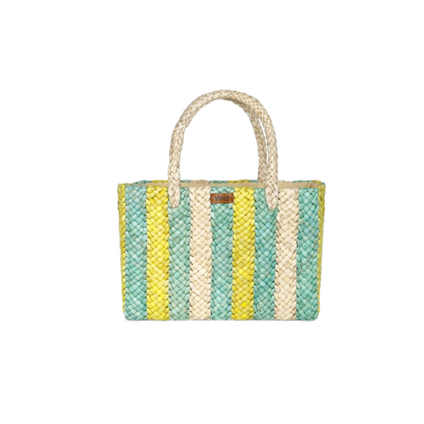 Vertical Pattern Handmade Straw Small Square Bag