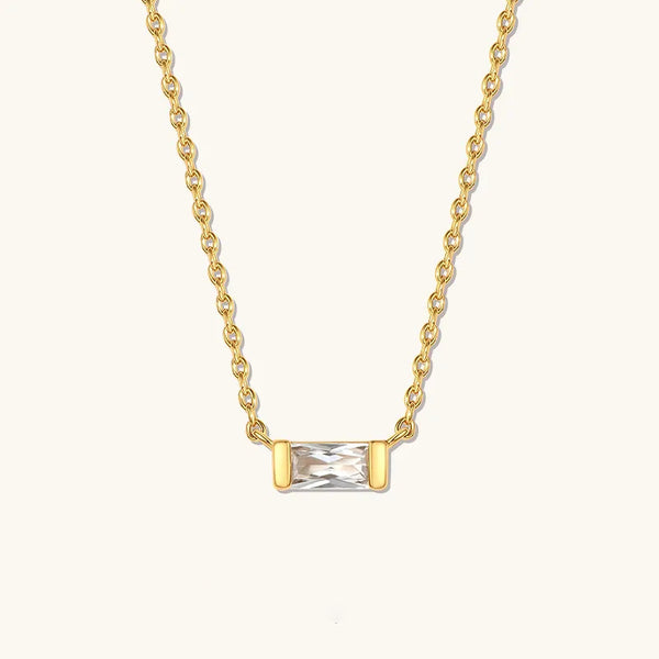 Red/White Rectangular Zircon Necklace